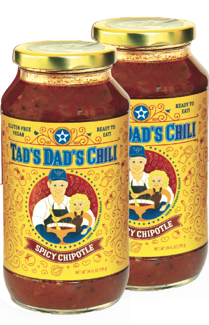 (2) 24oz Jars Tad's Dad's Chili - Spicy Chipotle